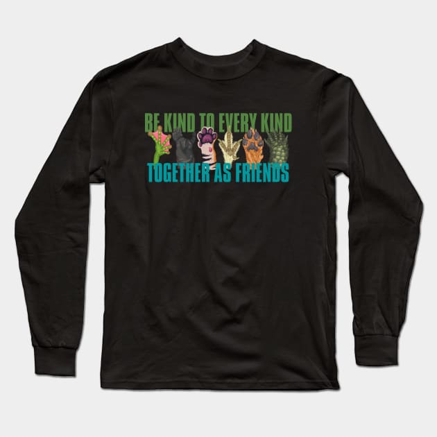 Vegan Be Kind To Every Kind Together As Friends Long Sleeve T-Shirt by VEN Apparel